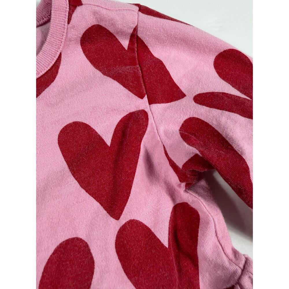 Hanna Andersson Hearts on Hearts Long Sleeve Pocket Dress Pink Red Size 3 - Picture 7 of 8